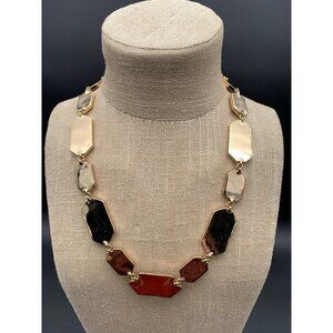 Ann Taylor Vintage Gold-Tone Necklace With Geometric Links & Lobster Clasp